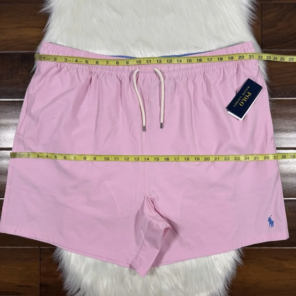 Polo Ralph Lauren Men's Size 3XB Pink Traveler Stretch‎ Swim Trunks Board Shorts